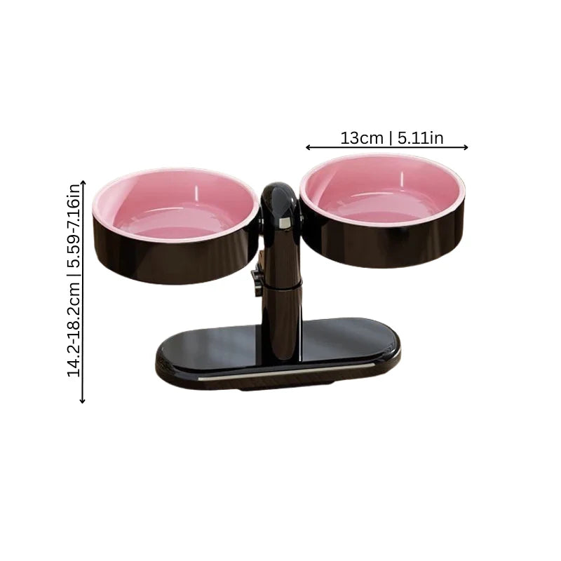 Raised Dog Bowl Adjustable Height Detachable Bowls & Suction Base