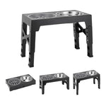 Raised Dog Feeder Adjustable Tilt Stainless Steel & Slow-Feed Bowls