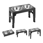 Raised Dog Feeder Adjustable Tilt Stainless Steel & Slow-Feed Bowls