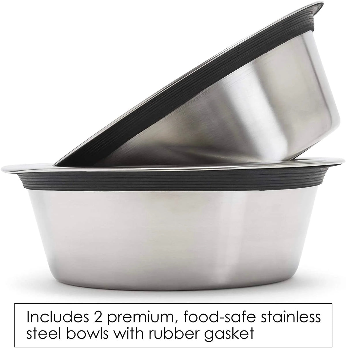 Raised Dog Feeder Two Stainless Steel Bowls Non-Slip