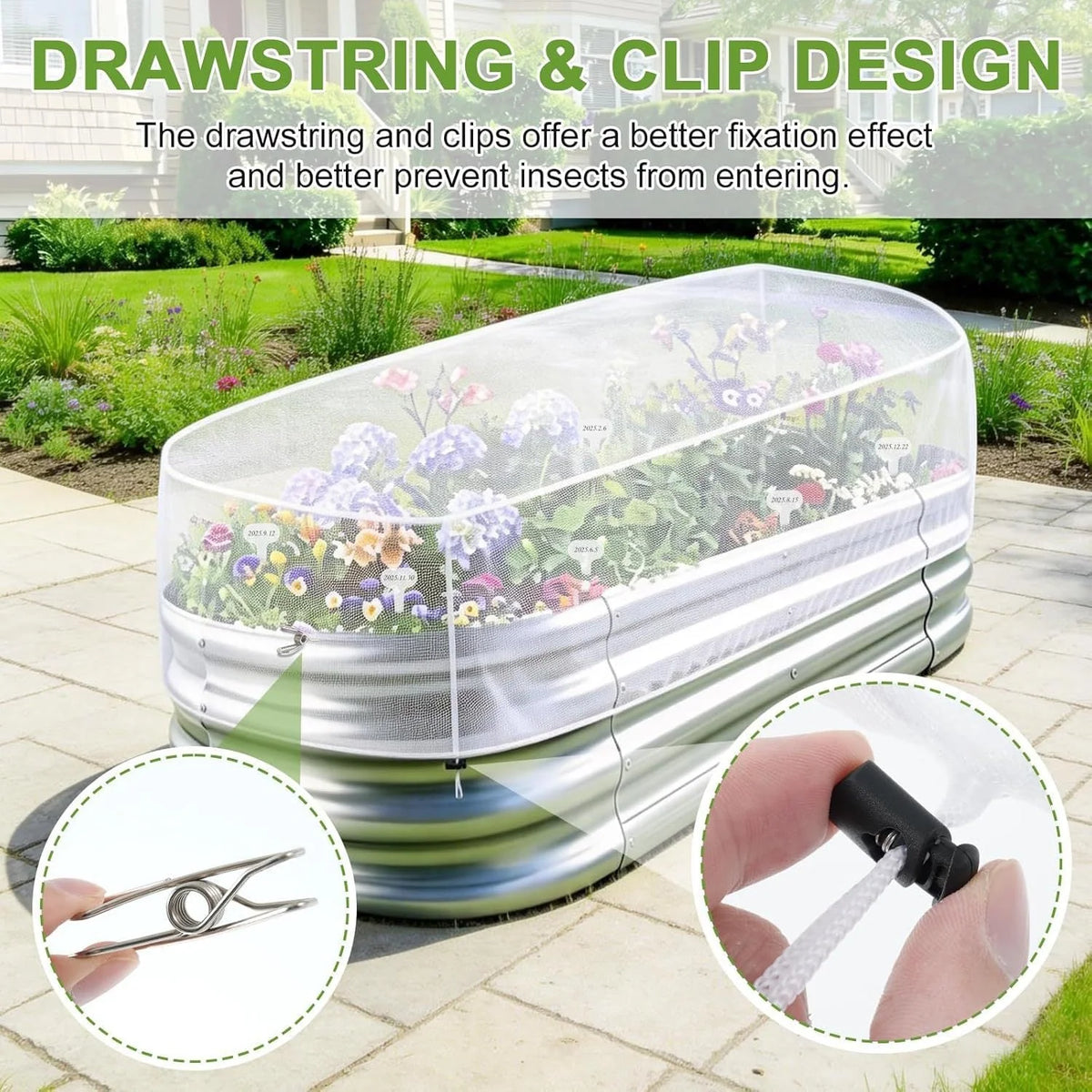 Raised Garden Bed Elevated With Protective Mesh Cover