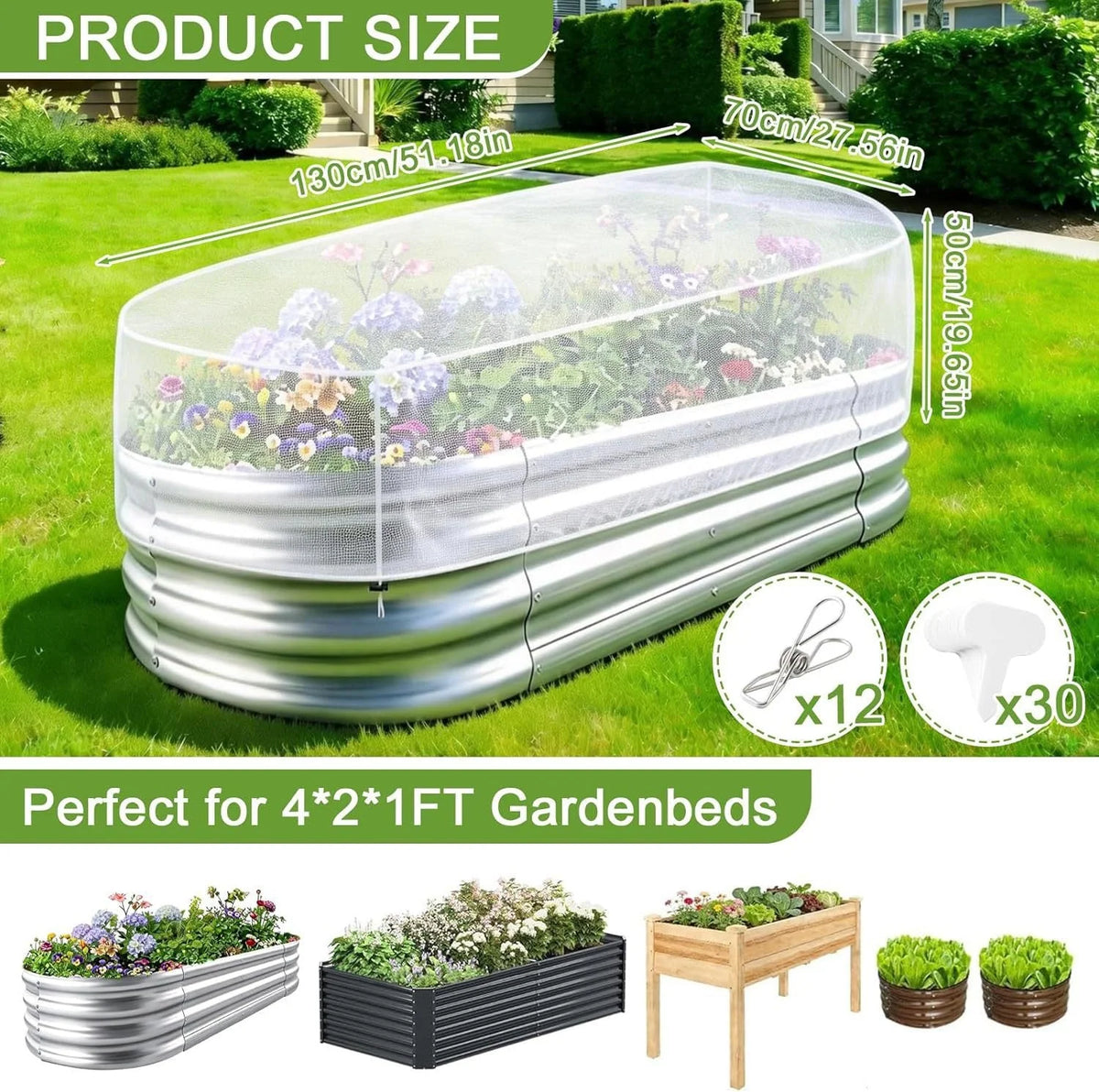 Raised Garden Bed Elevated With Protective Mesh Cover