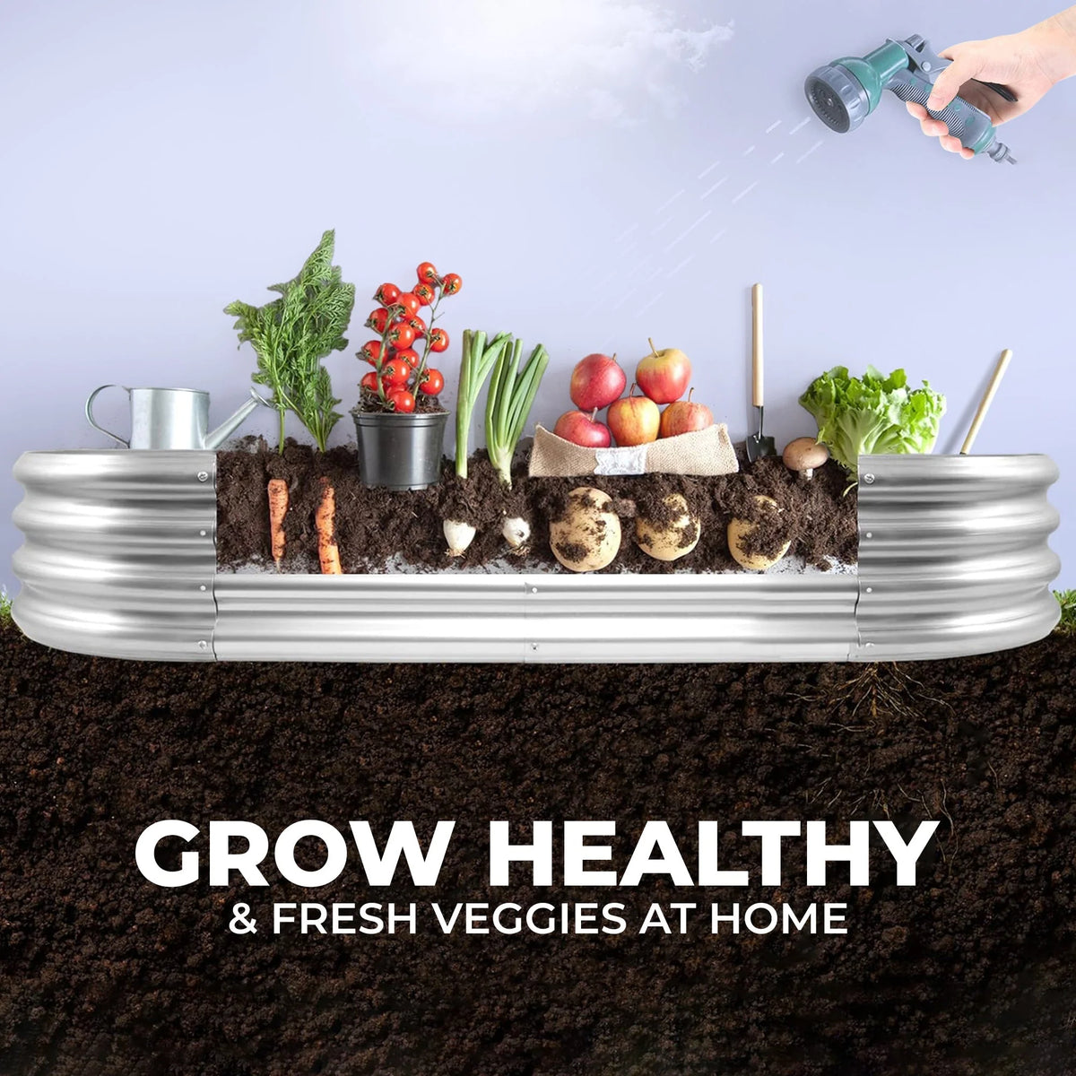 Raised Garden Bed Galvanized Steel Modular Tool-Free Assembly