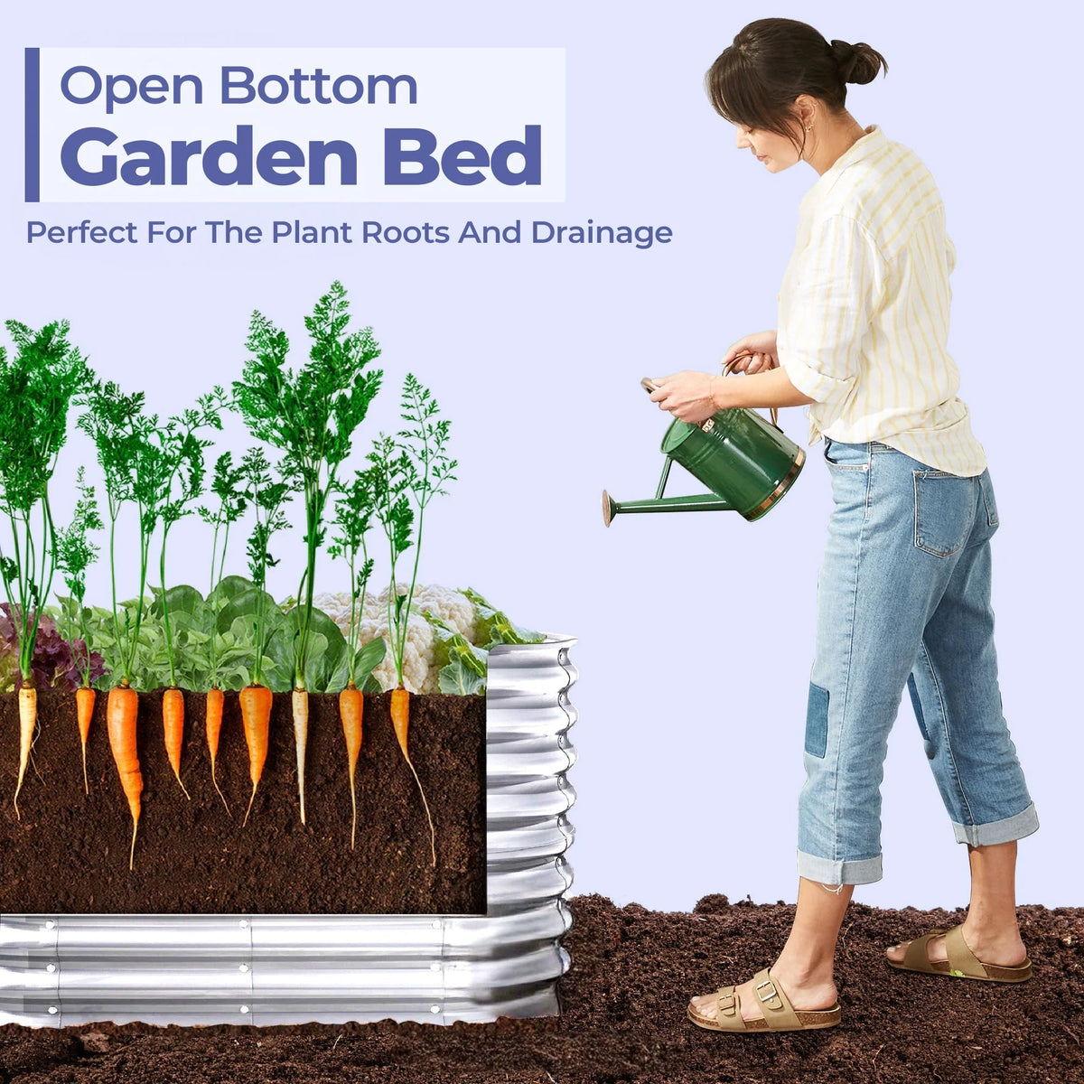Raised Garden Bed Galvanized Steel Modular Tool-Free Assembly