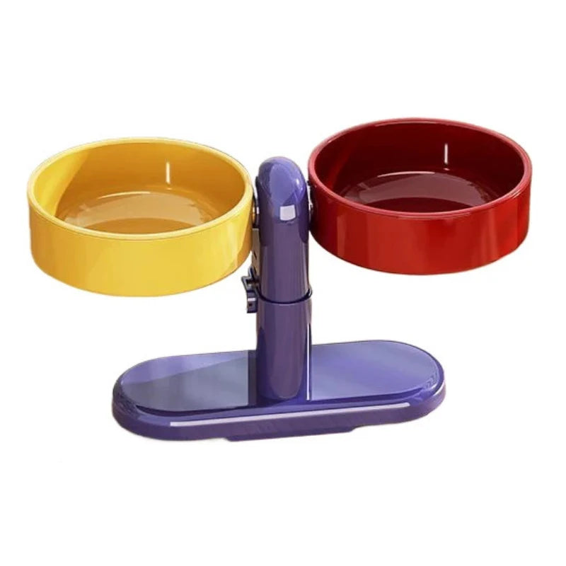 Raised Pet Bowl Height-Adjustable Detachable Bowls & Suction Base