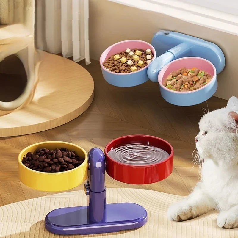 Raised Pet Bowl Height-Adjustable Detachable Bowls & Suction Base