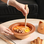 Ramen Bowl Set Ceramic Cat Lid Spoon & Chopsticks