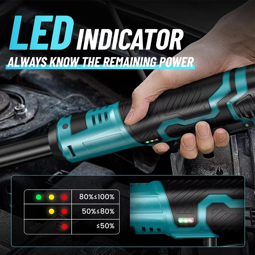 Ratchet Wrench Cordless 6-Inch Extended Neck Dual Battery Pack