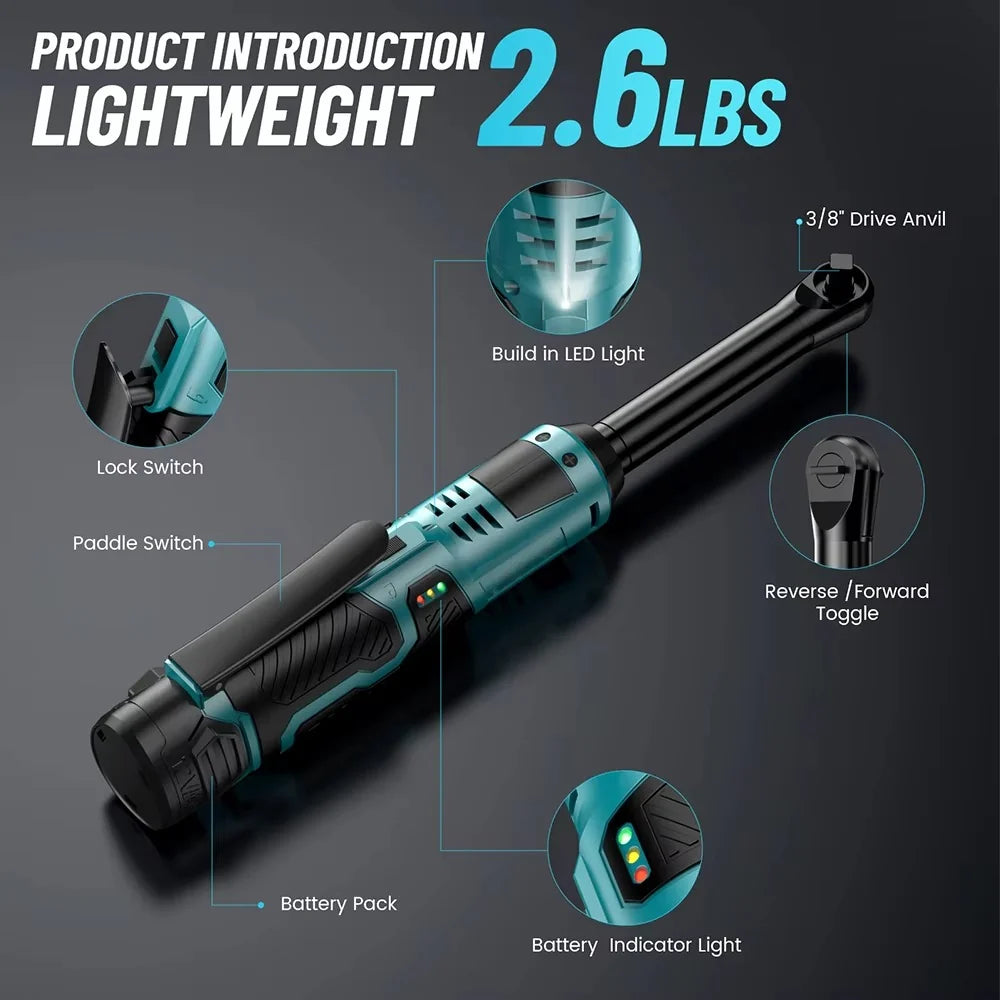 Ratchet Wrench Cordless Dual Mode 6-Inch Extended Neck