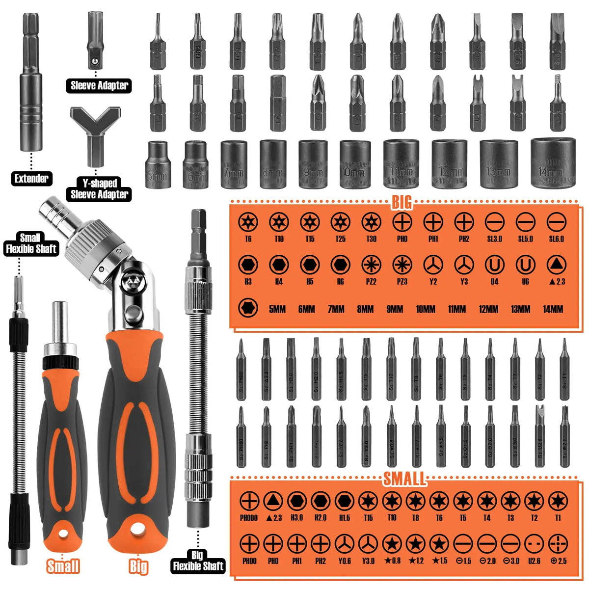 Ratcheting Screwdriver Set 68-Piece Compact Case