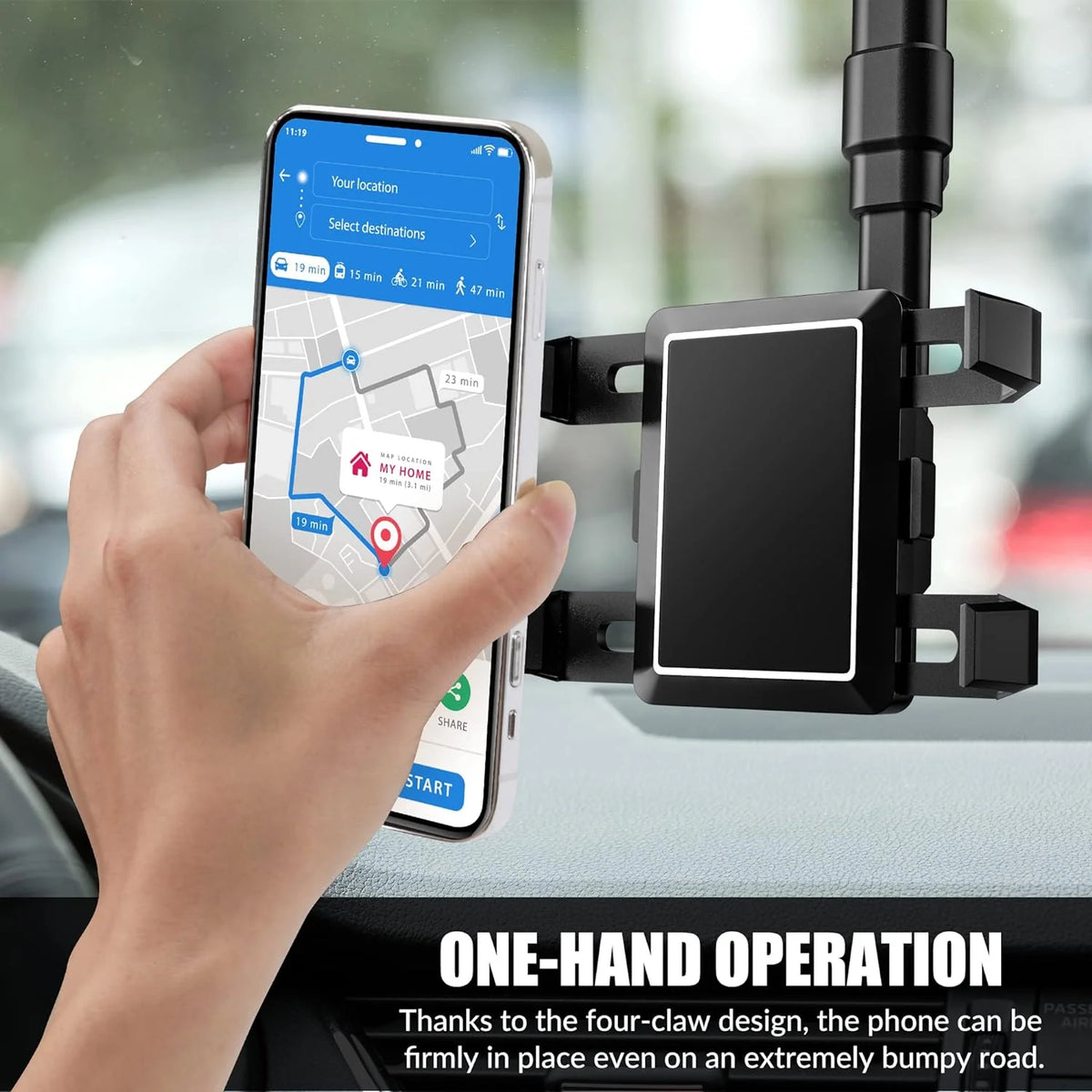 Rearview Mirror Phone Holder 360° Rotating Adjustable Mount