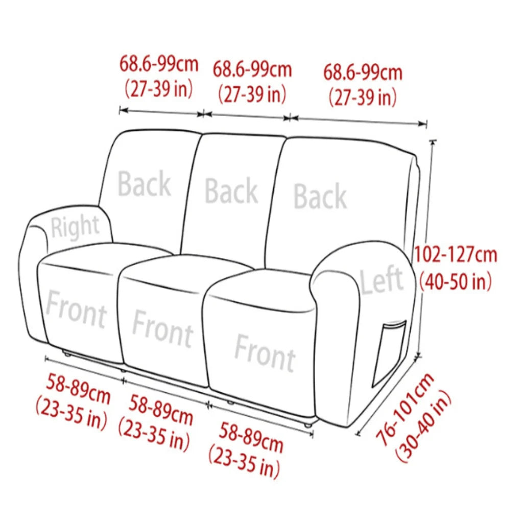 Recliner Cover Padded Non-Slip With Cup Holders