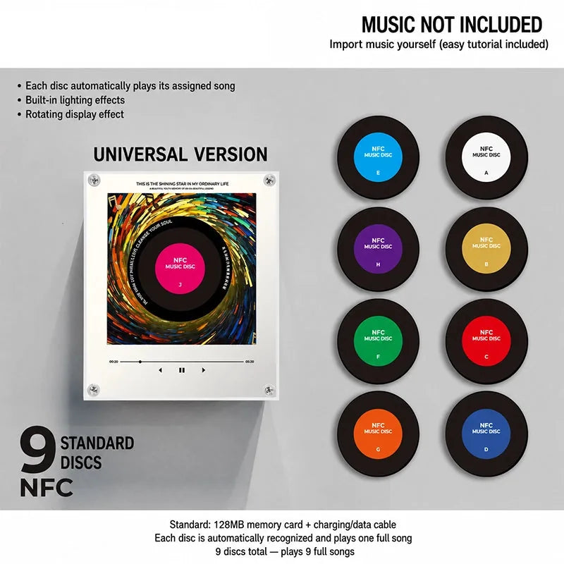 Record Night Light Rotating Disc NFC Activated