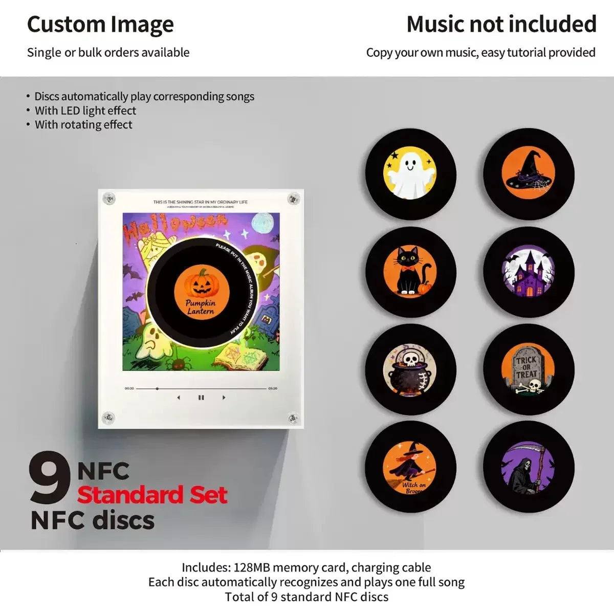 Record Night Light Rotating Disc NFC Activated