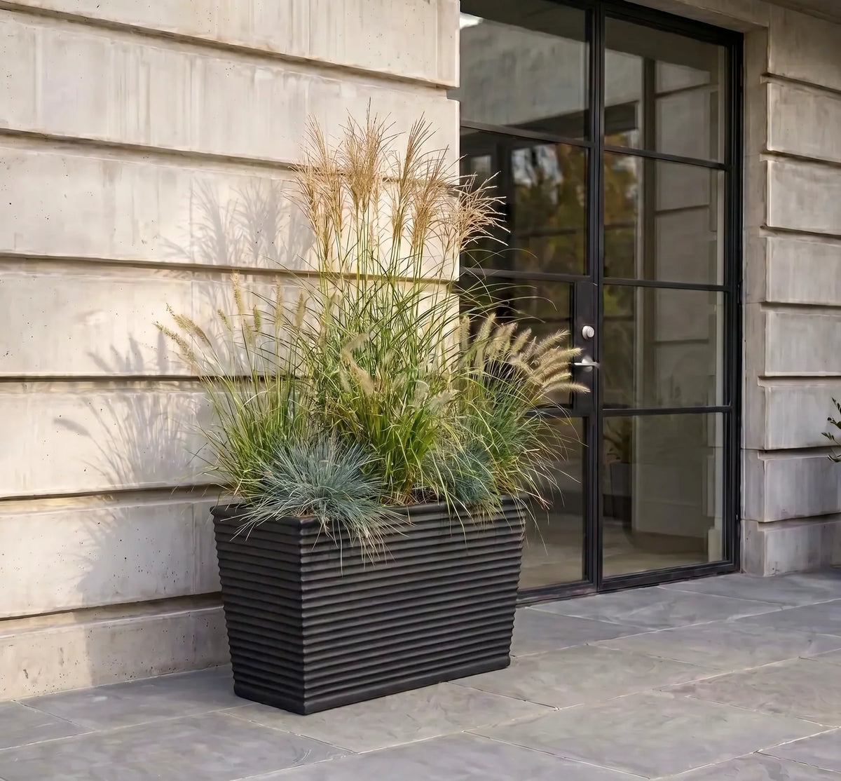 Rectangle Planter Ribbed Fiberglass UV-Resistant