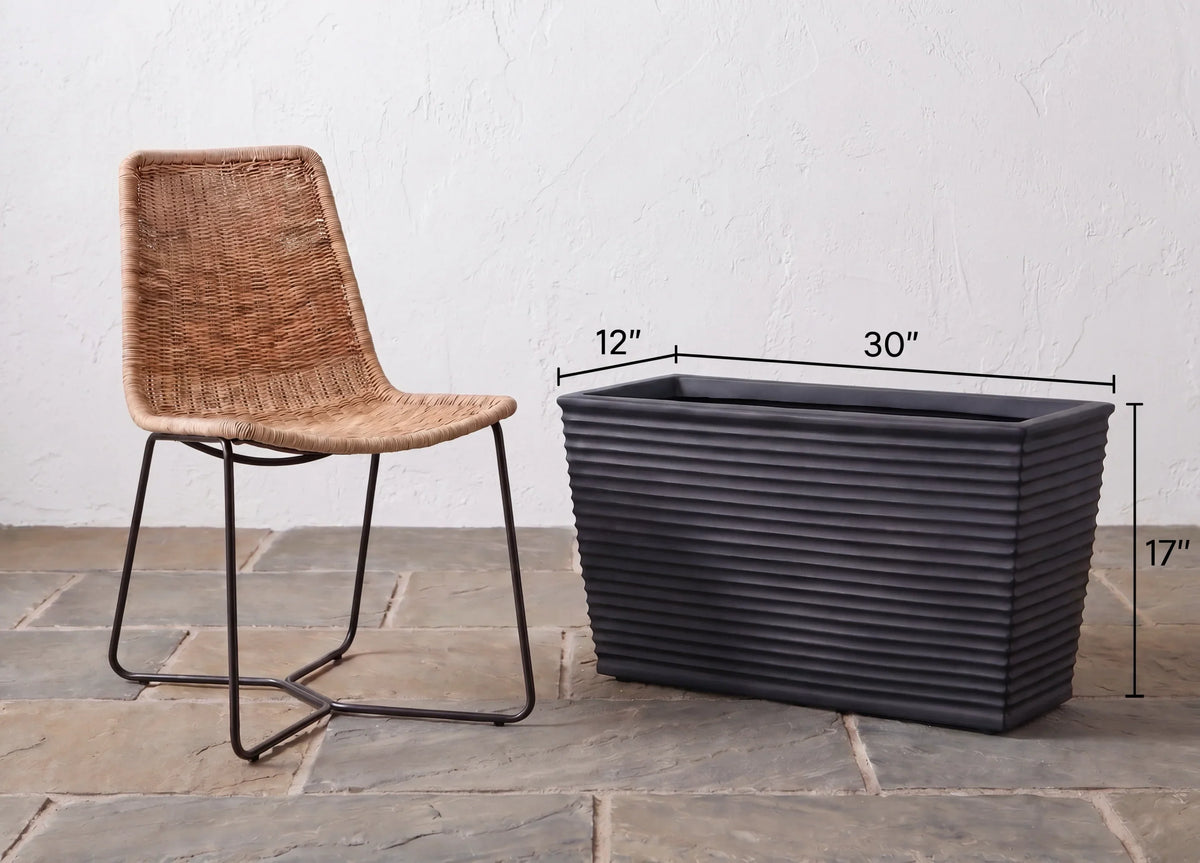 Rectangle Planter Ribbed Fiberglass UV-Resistant