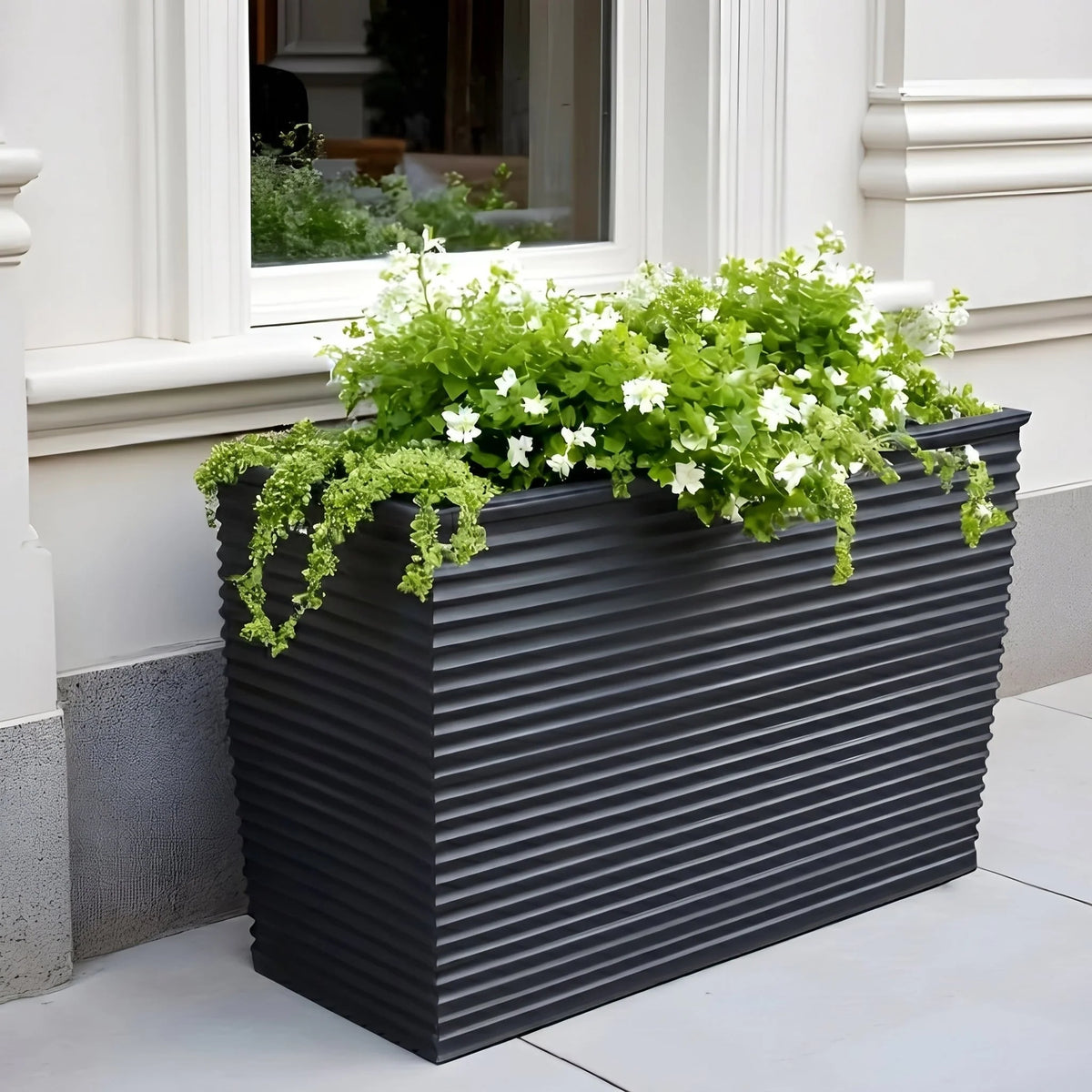 Rectangle Planter Ribbed Fiberglass UV-Resistant