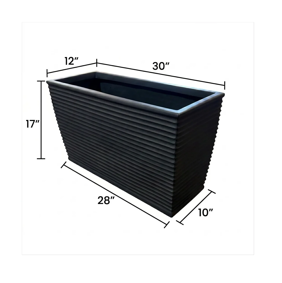 Rectangle Planter Ribbed Fiberglass UV-Resistant