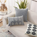 Rectangular Cushion Cover Embroidered Geometric Cotton Blend Concealed Zipper