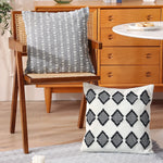 Rectangular Cushion Cover Embroidered Geometric Cotton Blend Concealed Zipper