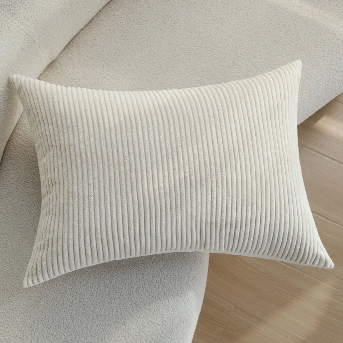 Rectangular Cushion Cover Microvelour Fine-Ribbed Concealed Zipper