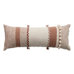 Rectangular Lumbar Pillow Woven Jacquard Hand-Braided Bands & Tassels