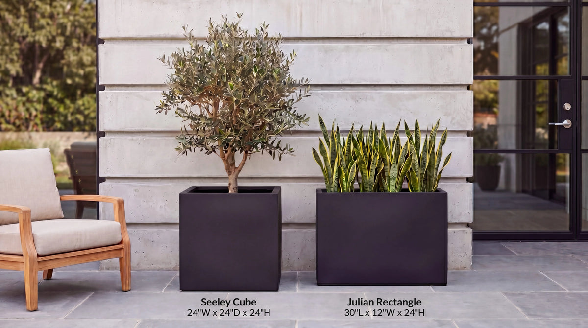 Rectangular Planter Fiberglass Steel-Reinforced with Drainage Holes