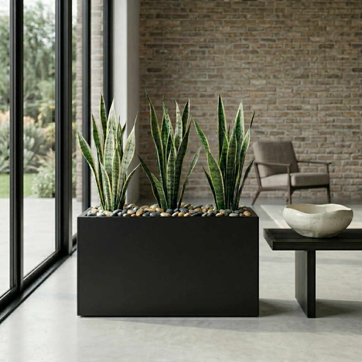 Rectangular Planter Fiberglass Steel-Reinforced with Drainage Holes