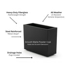 Rectangular Planter Fiberglass Steel-Reinforced with Drainage Holes