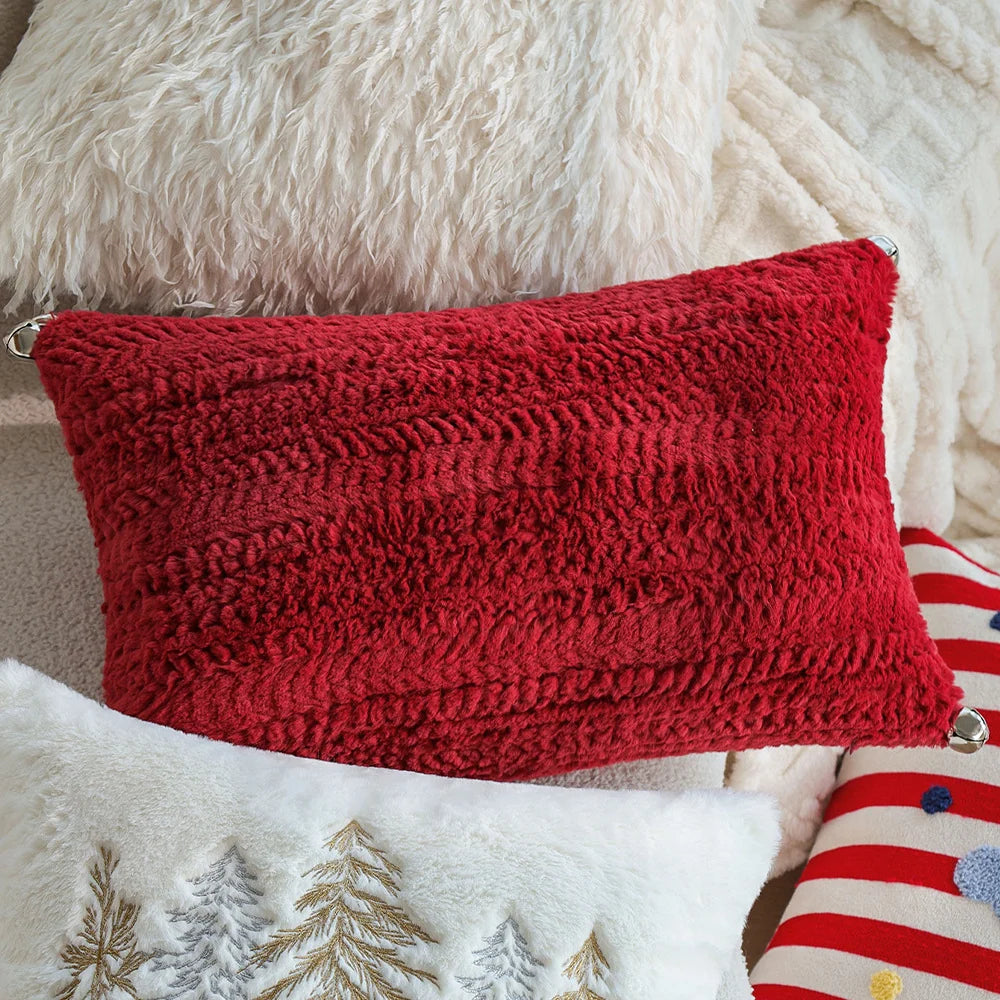 Rectangular Throw Pillow Plush Textured Knit & Concealed Zipper