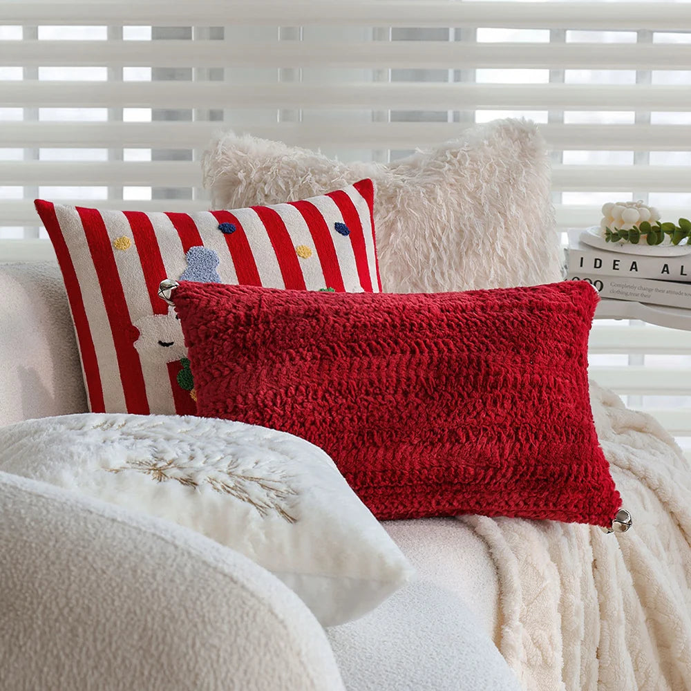 Rectangular Throw Pillow Plush Textured Knit & Concealed Zipper