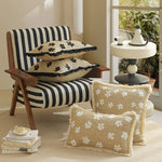 Rectangular Throw Pillow Woven Floral Tuft Fringe Trim