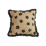 Rectangular Throw Pillow Woven Floral Tuft Fringe Trim