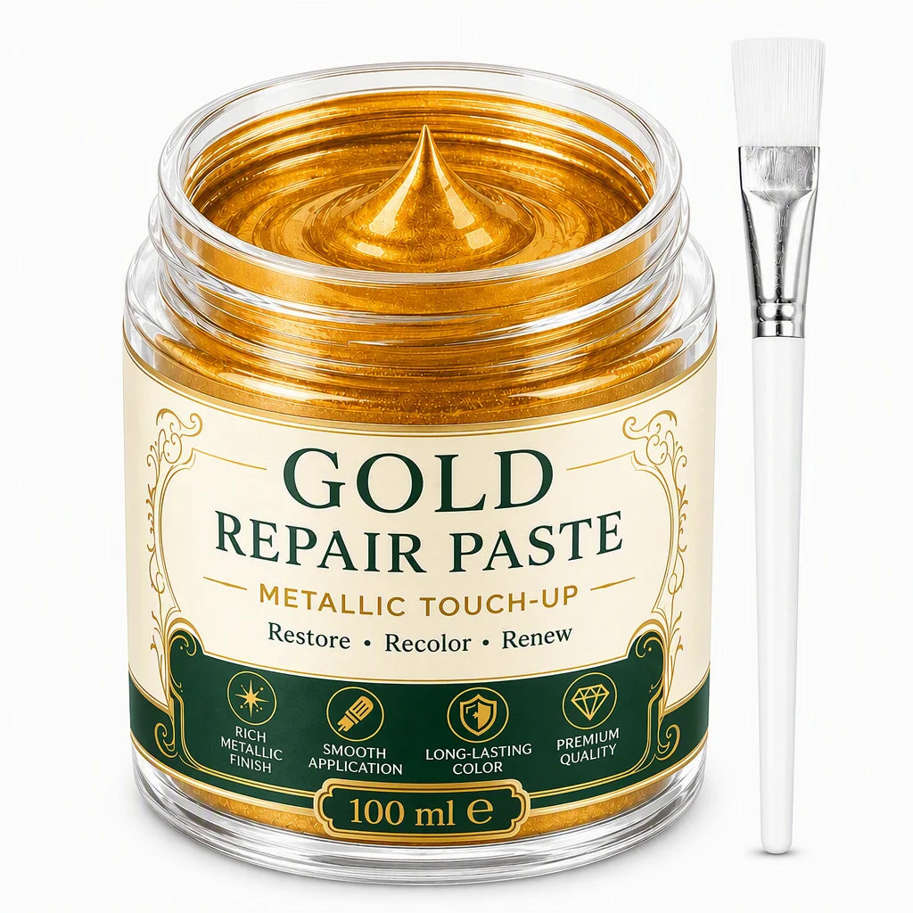 Refinishing Paste Metallic Gold Water-Resistant With Applicator Brush