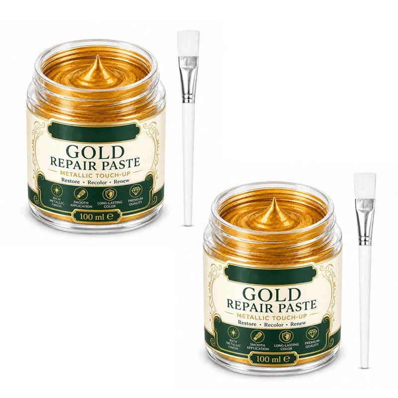Refinishing Paste Metallic Gold Water-Resistant With Applicator Brush