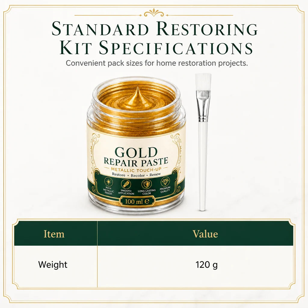 Refinishing Paste Metallic Gold Water-Resistant With Applicator Brush