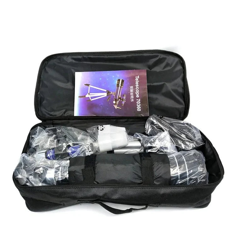 Refractor Telescope 70mm Aluminium Tripod Eyepieces & Smartphone Adapter