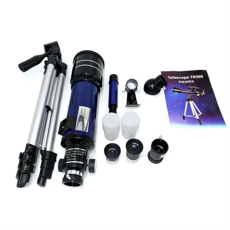 Refractor Telescope 70mm Aluminium Tripod Eyepieces & Smartphone Adapter