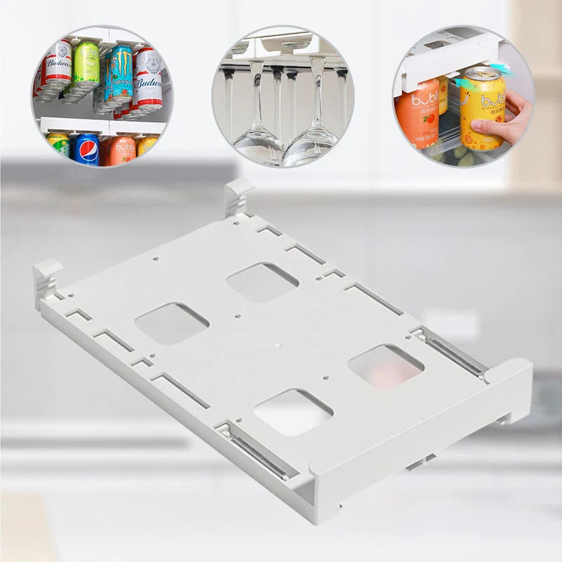 Refrigerator Can Rack Adjustable Space-Saving Holds 8 Cans