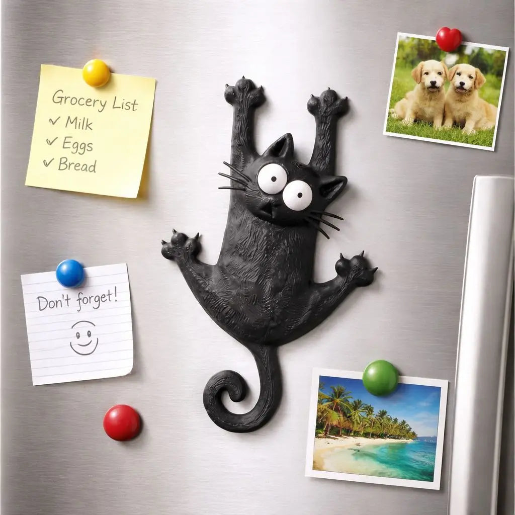 Refrigerator Magnet Cartoon Climbing Cat Design
