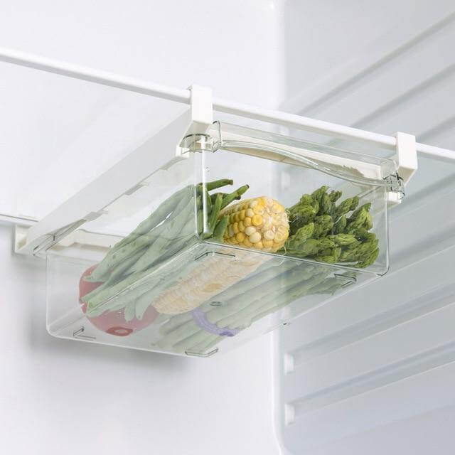 Refrigerator Organizer Drawer Under-Shelf Sliding Transparent Storage