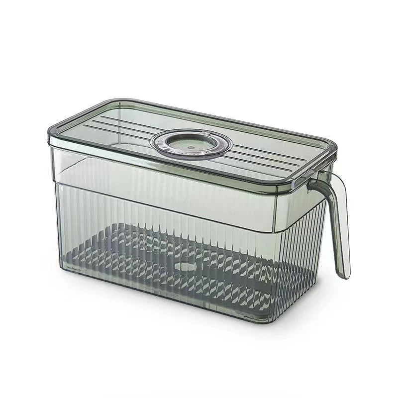 Refrigerator Storage Bin Stackable Transparent Ventilated With Drainage