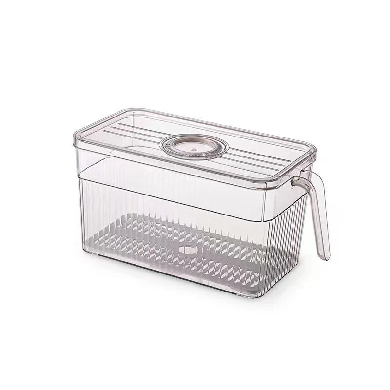 Refrigerator Storage Bin Stackable Transparent Ventilated With Drainage