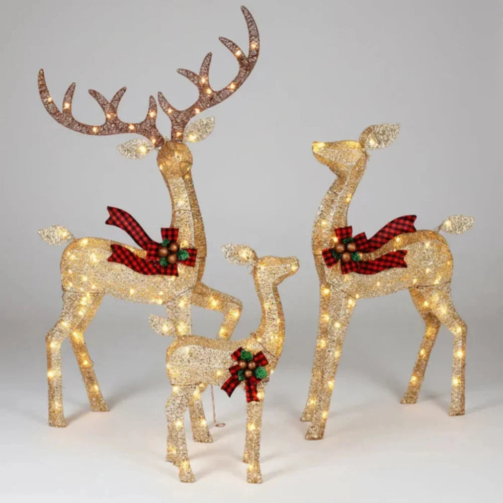 Reindeer Decoration Set Outdoor Warm White LED 3-Piece