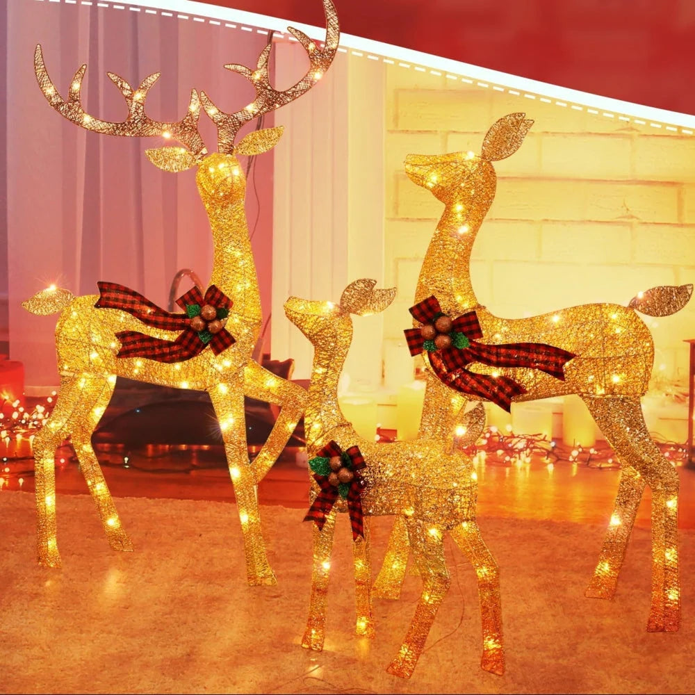 Reindeer Decoration Set Outdoor Warm White LED 3-Piece