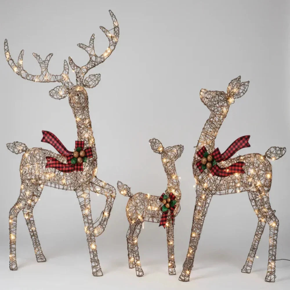Reindeer Decoration Set Outdoor Warm White LED 3-Piece