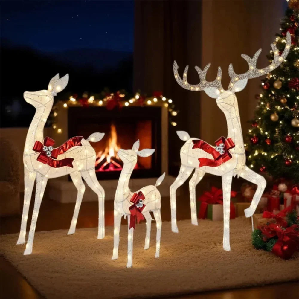 Reindeer Decoration Set Outdoor Warm White LED 3-Piece