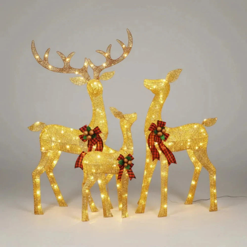 Reindeer Decoration Set Outdoor Warm White LED 3-Piece