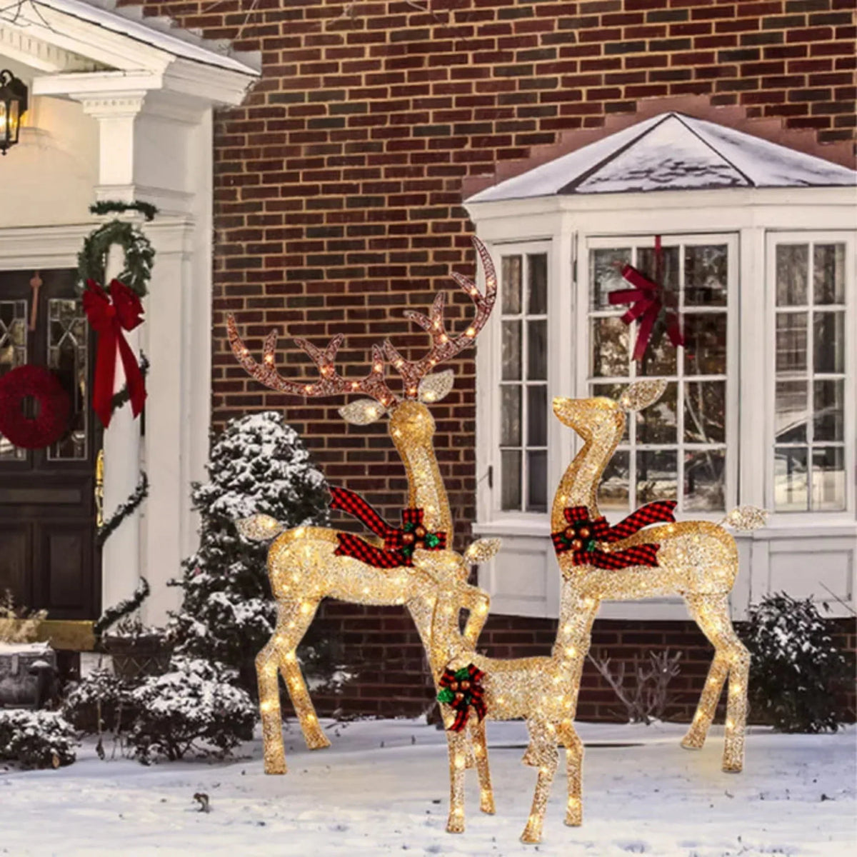 Reindeer Decoration Set of 3 Warm White LED Lights