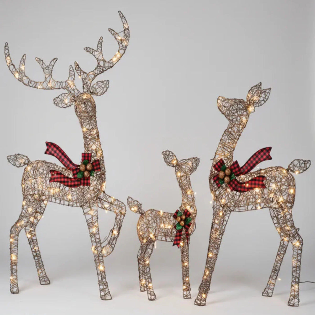 Reindeer Decoration Set of 3 Warm White LED Lights